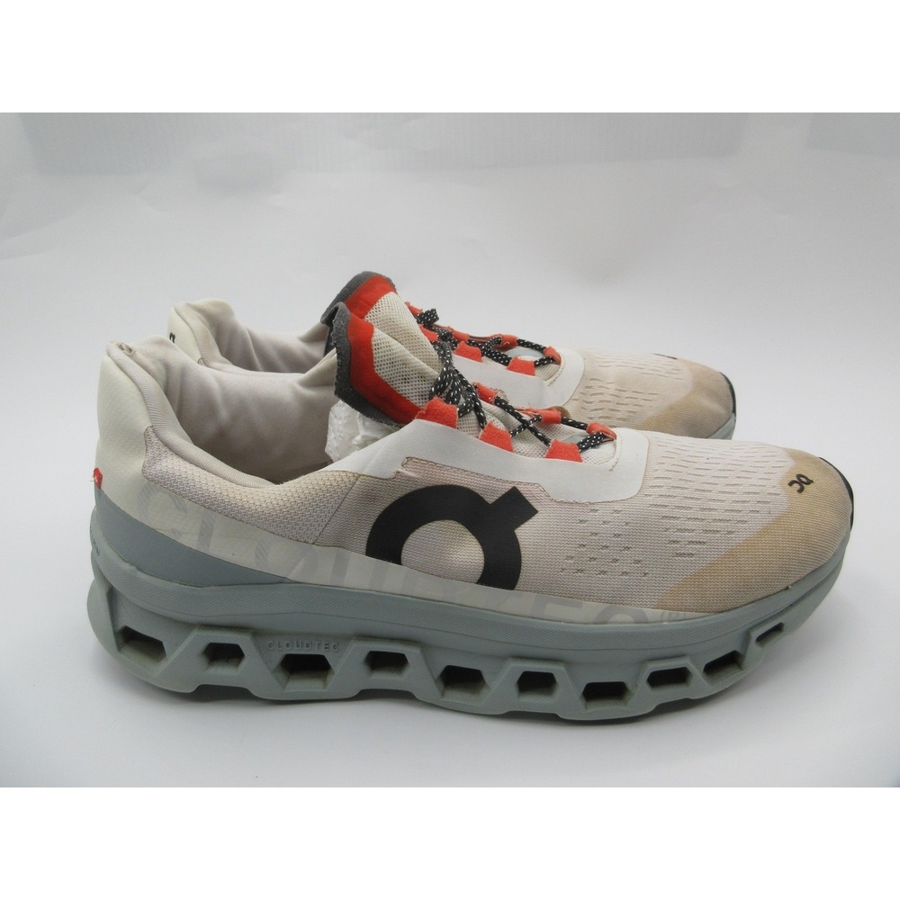 On Cloudmonster Shoes Mens Size 12 Beige Mesh CloudTec Running Sneakers
